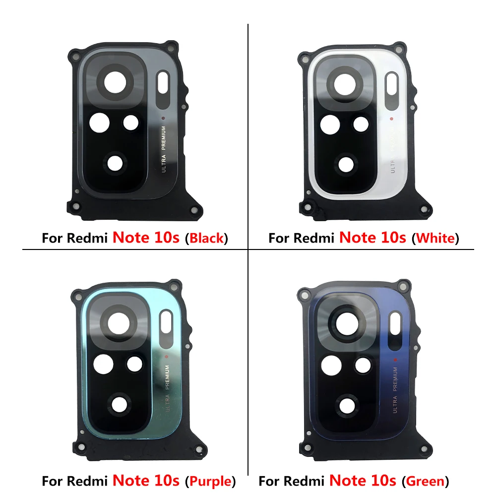 For Redmi Note 10S 10 Pro Rear Camera Glass Lens Cover With Frame Holder With Sticker Replacement Spare Parts