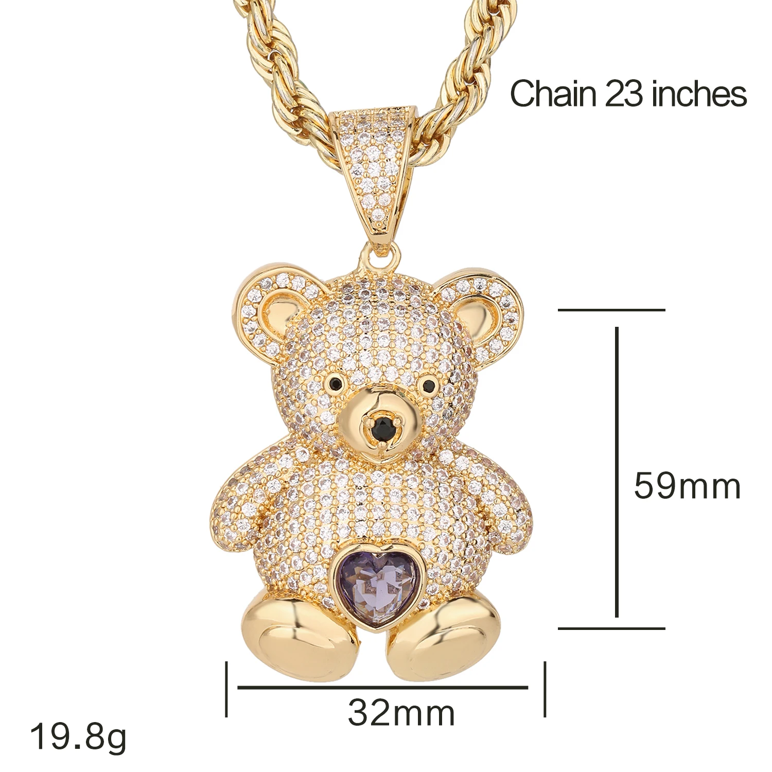 

New Design 14K Cubic Zirconia Copper Animal Cute Jewelry Cartoon Bear Shape PendantPopular 11 buyers