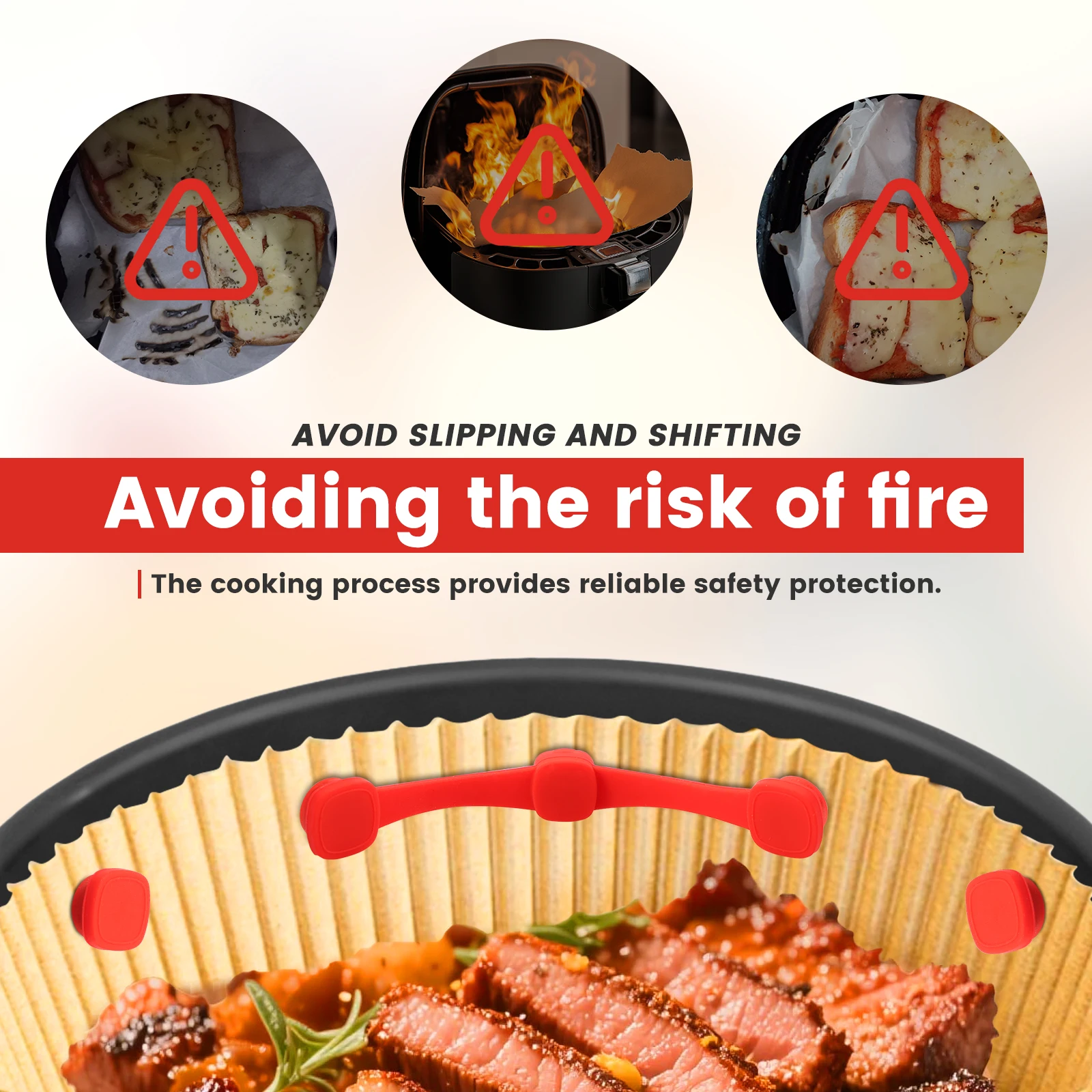 4Pcs Air Fryer Magnet Heat Resistant Magnetic Silicone Buckle Firm Adhesion Air Fryer Liner Magnet Silicone Buckle for Baking