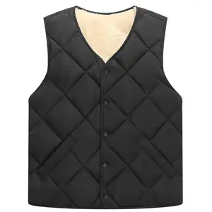 Men Thickened Vest Jacket Mid-aged Men's Winter Vest Jacket with Fleece Lining Pockets Fashionable Sleeveless for Warmth