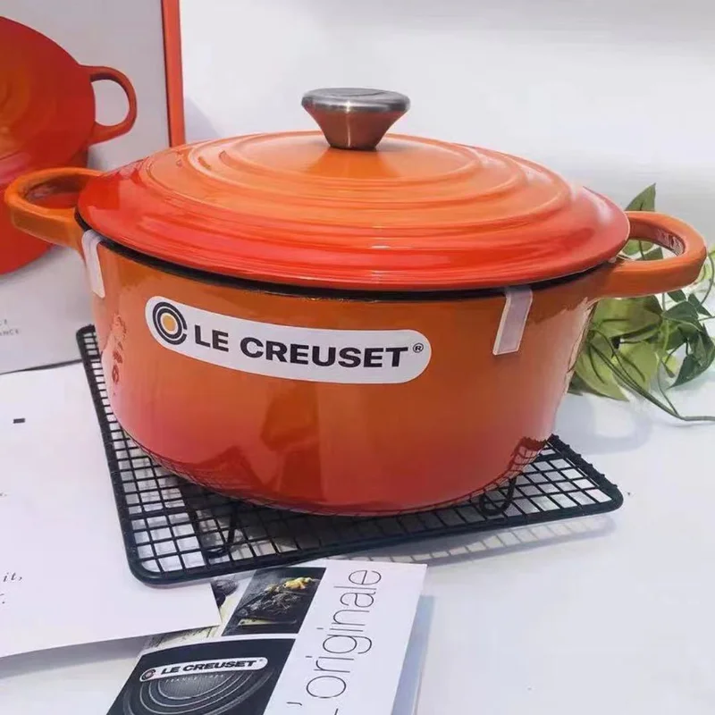 Le Creuset Two-Toned Red Cast Iron Soup Pot With Lid