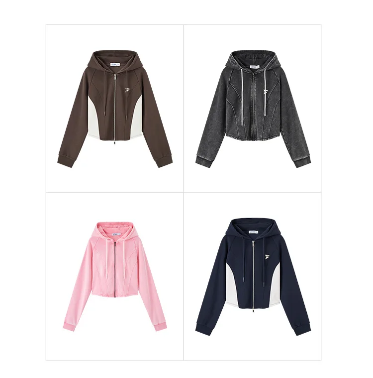 Outerwear Women Short Style Raglan-sleeved Vintage Simple Spring Slimming Skinny Hooded Jacket Sporty Style