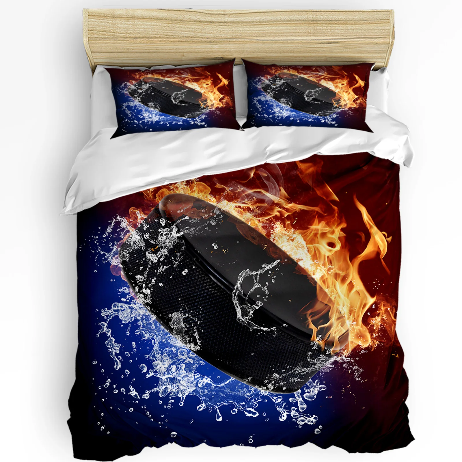

Ice Hockey Water Fire Bedding Set 3pcs Boys Girls Duvet Cover Pillowcase Kids Adult Quilt Cover Double Bed Set Home Textile