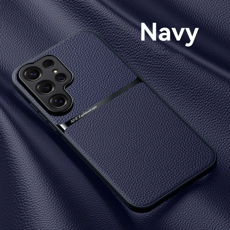 Luxury Leather Magnetic Phone Case with Car Holder and Protector Cover