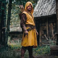 Pardessus médiéval pour hommes, tunique à capuche en lin, Cape Renfaire, cosplay LARP Ranger 3