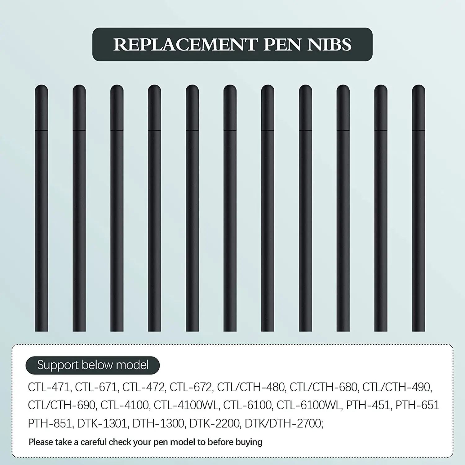 Replacement Standard Pen Nibs Compatible with Wacom Bamboo Intuos CTL471 CTL671 CTH480, Black Stylus Refill 5