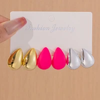 3Pairs Fashion Minimalist Drop Stud Earrings Set Women Colorful Boho Hoop Earrings Jewelry Gifts - Image 3
