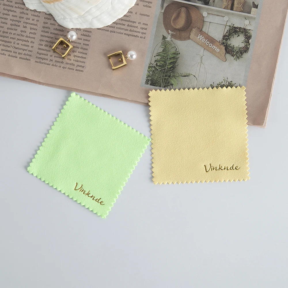 100pcs Custom Logo Polish Polishing Cloth Silver Color Cleaning Polishing Cloth Clean Wipe Wiping Cloth Silver Gold Jewelry Tool