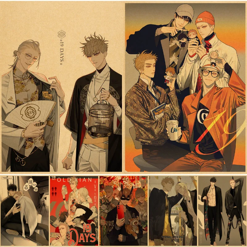 

19 days Posters Kraft Paper Kawaii Cartoon Anime Wall Stickers Decor Study Room Bar Cafe Wall Paintings