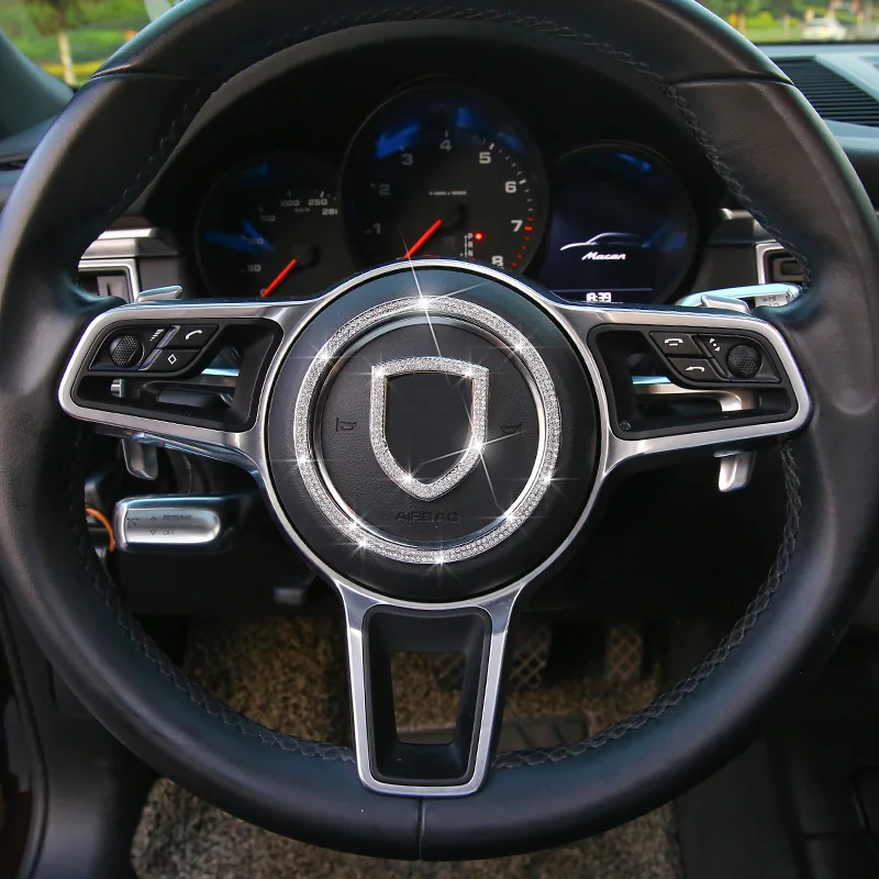 

For Porsche Cayenne 718 911 Macan Panamera Steering Wheel Label Decorative Ring Diamond Inlaid Interior Trim