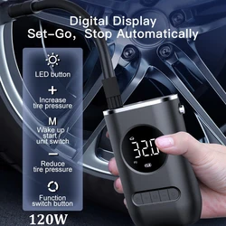 Mini pompe de gonflage sans fil Portable, LCD intelligent, numérique, compresseur d'air, détection de la pression des pneus, Rechargeable pour ballons de vélo de voiture 