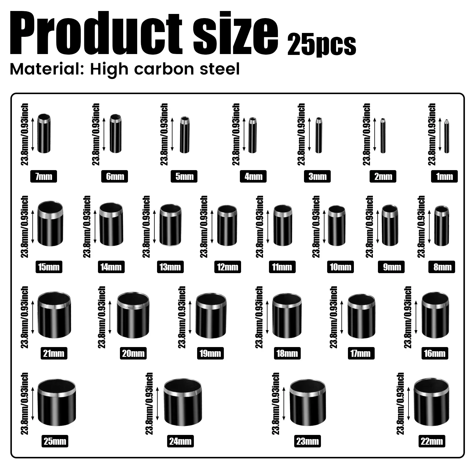 25Pcs Leather Hole Punch Circle Cutter Tool Set Punching Die Set 1-22mm Hole Puncher Leather Punch Tool for Handmade DIY Craft