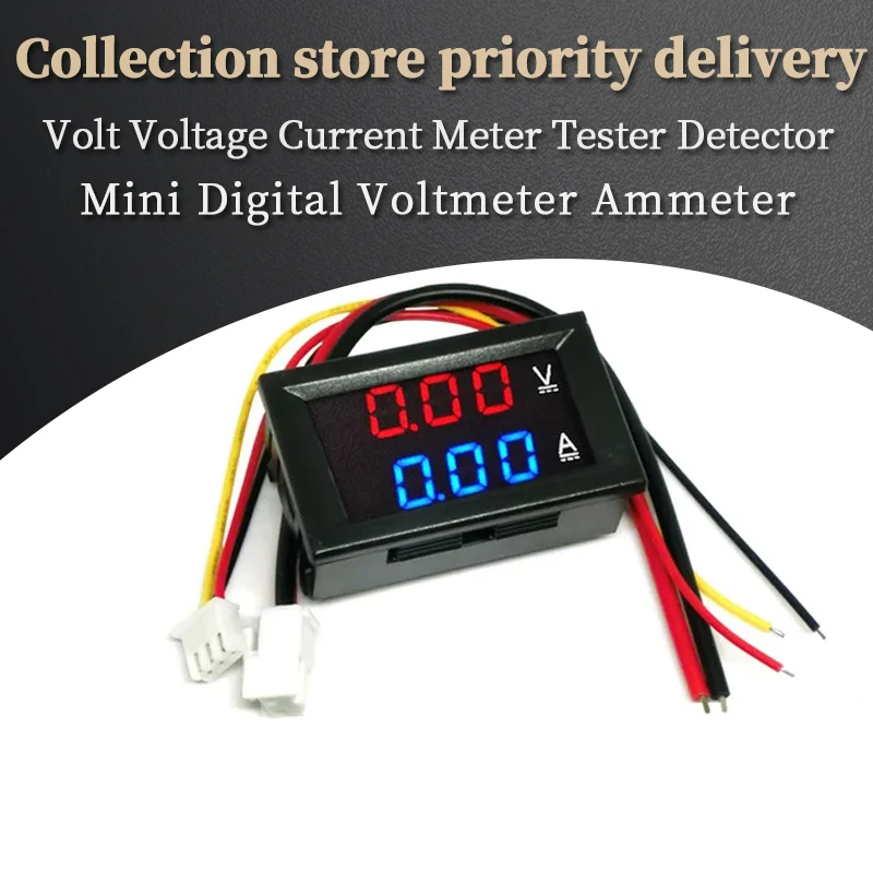 Mini Digital Voltmeter Ammeter DC 100V 10A Panel Amp Volt Voltage Current Meter Tester Detector 0.56" Dual LED Display Auto Car