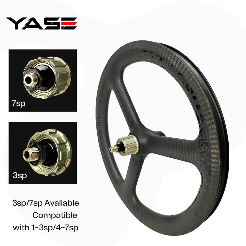 YASE 16 インチ 349 3 スポークカーボンホイール V ブレーキ 3/7