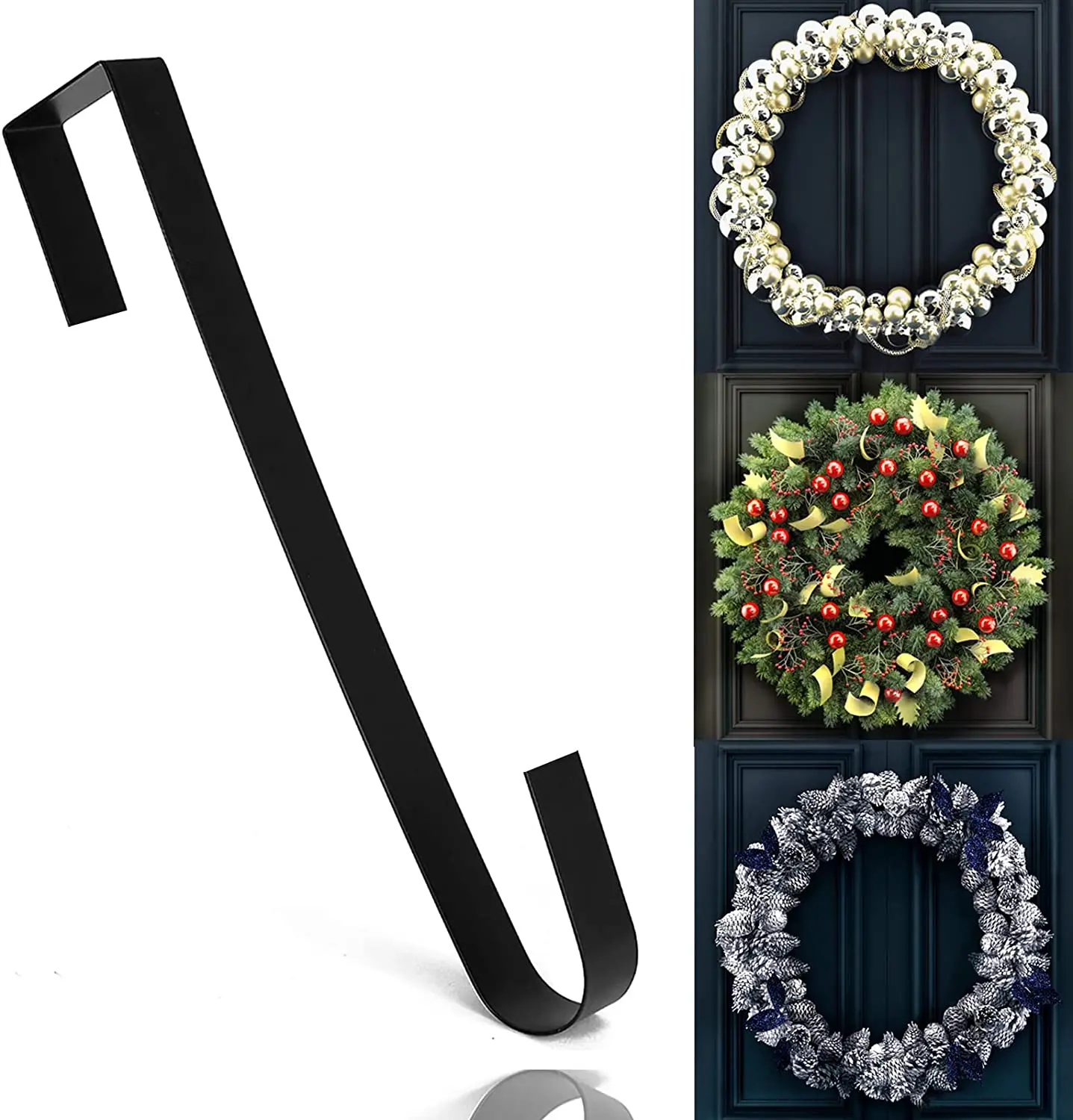 Wreath Hanger 15" Wreath Hangers for Front Door, Indoor or Outdoor Over The Door Wreath Hook