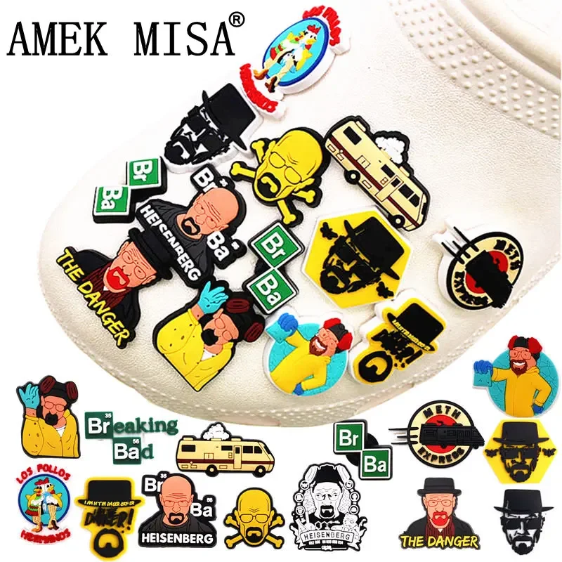 Classic Hot TV Series Breaking Bad PVC Shoe Charms Sandals Decorations Accessories for Clogs Buckle Unisex Party Gifts