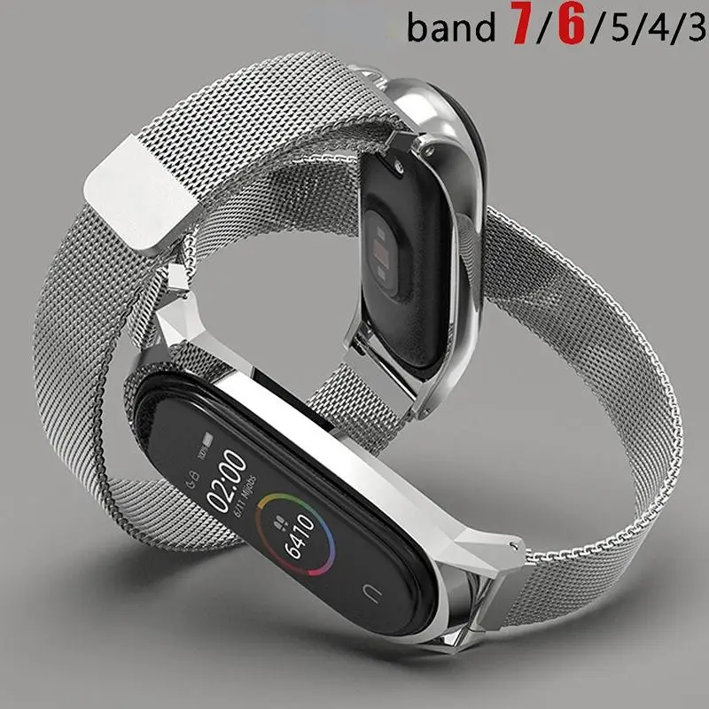 

Milanese Loop Strap for Mi Band 7 Bracelet Stainless Steel Metel Correa Miband Band6 Band4 for Mi Band 3 4 5 6 7