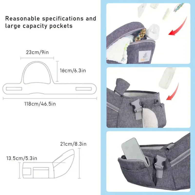 Baby Waist Stool Infant Hipseat Sling Shoulder Strap Baby Accessory Hip Seat Safety Belt Ergonomic Travel Adjustable 3-36 Months 5