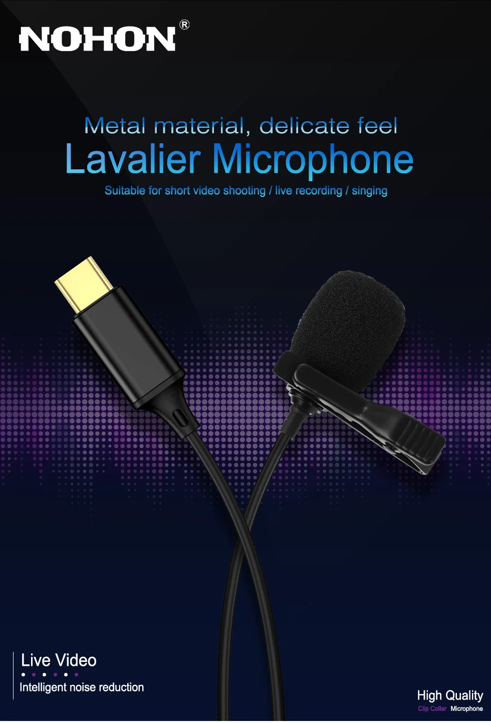 Type C Microphone For Samsung Huawei Xiaomi Redmi Oneplus Live Stream Studio Audio Record Wired Lapel Mini USBC USB C Type-C Mic condenser microphone