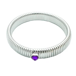 18K Gold Plated Waterproof Stainless Steel Retro Elastic Bracelet - Trendy Unisex Jewelry (1-Silver 12mm 60mm)