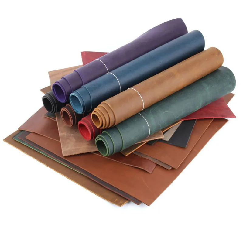 Crazy Horse Genuine Cowhide Leather – Top Layer DIY Fabric, Stiff Retro Color-Changing Leather 5