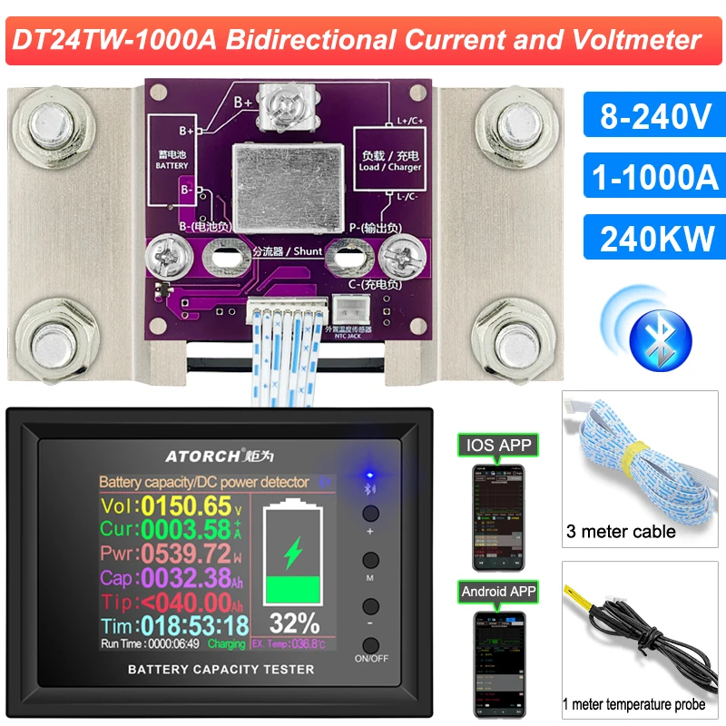 dc-8-240v-1000a-battery-tester-voltage-current-rvs-meter-battery-coulomb-capacity-indicator