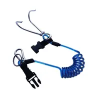 316SS Reef Drift Hook Spring Anti-Lost Rope Double End Diving Hook with Spiral Coil Lanyard Scuba Current Reef Hook 2