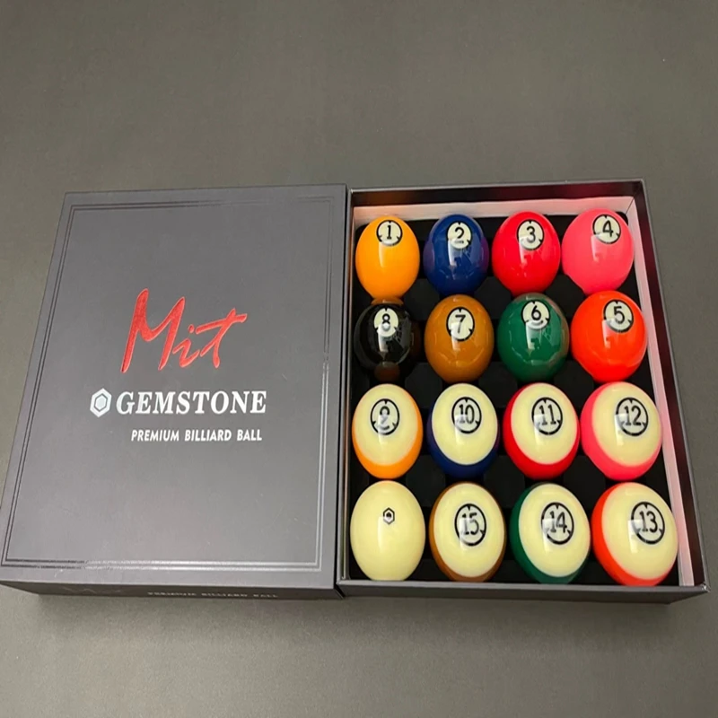 Mit Gemstone Premium Billiard Ball Set, 2-1/4 Inch, 16 Balls for Pool Tables, Professional Pool Balls