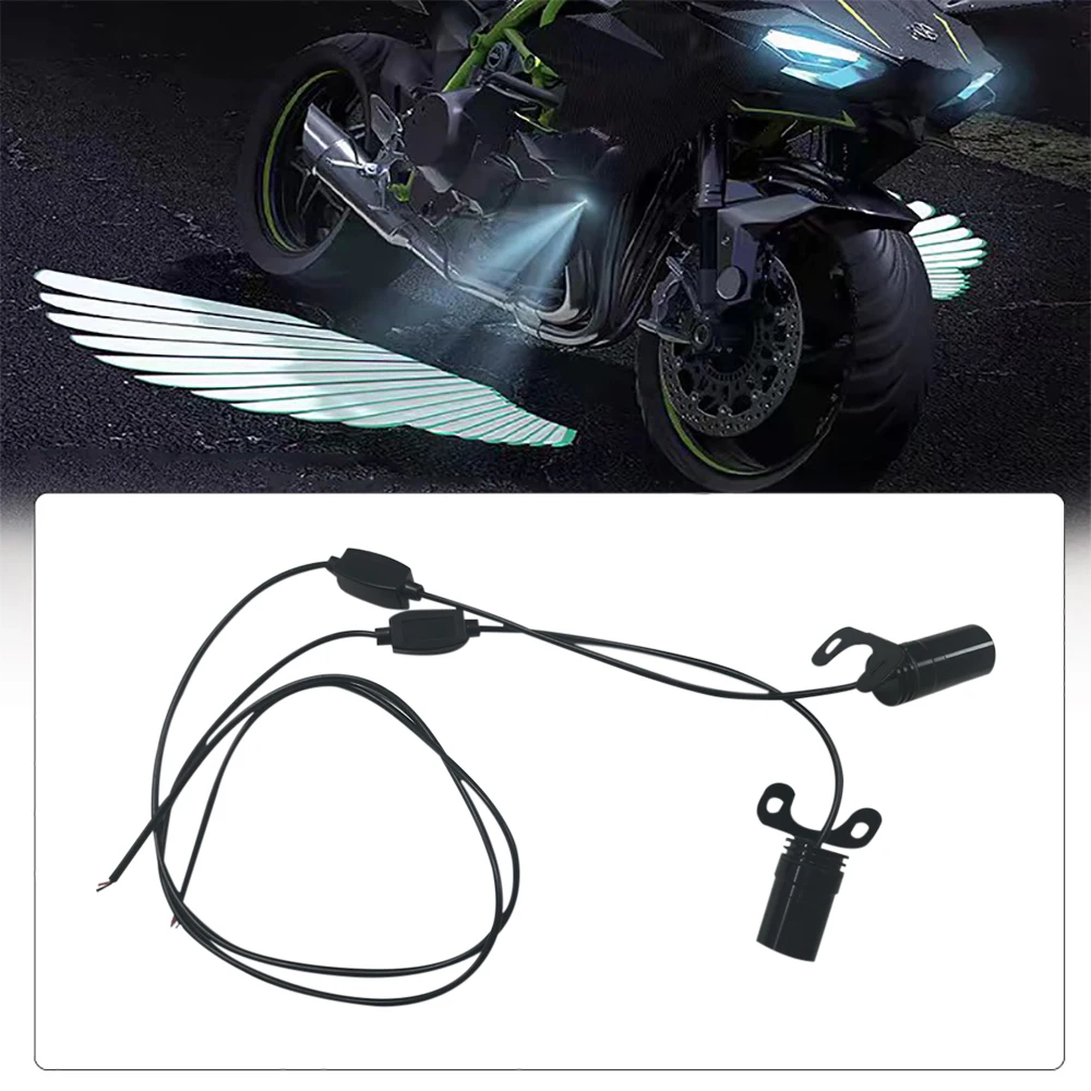 Motorcycle LED Lights Motorcycle Accessories 2 PCS Motorcycle LED Underbody Light Projector Ghost Angel Wings