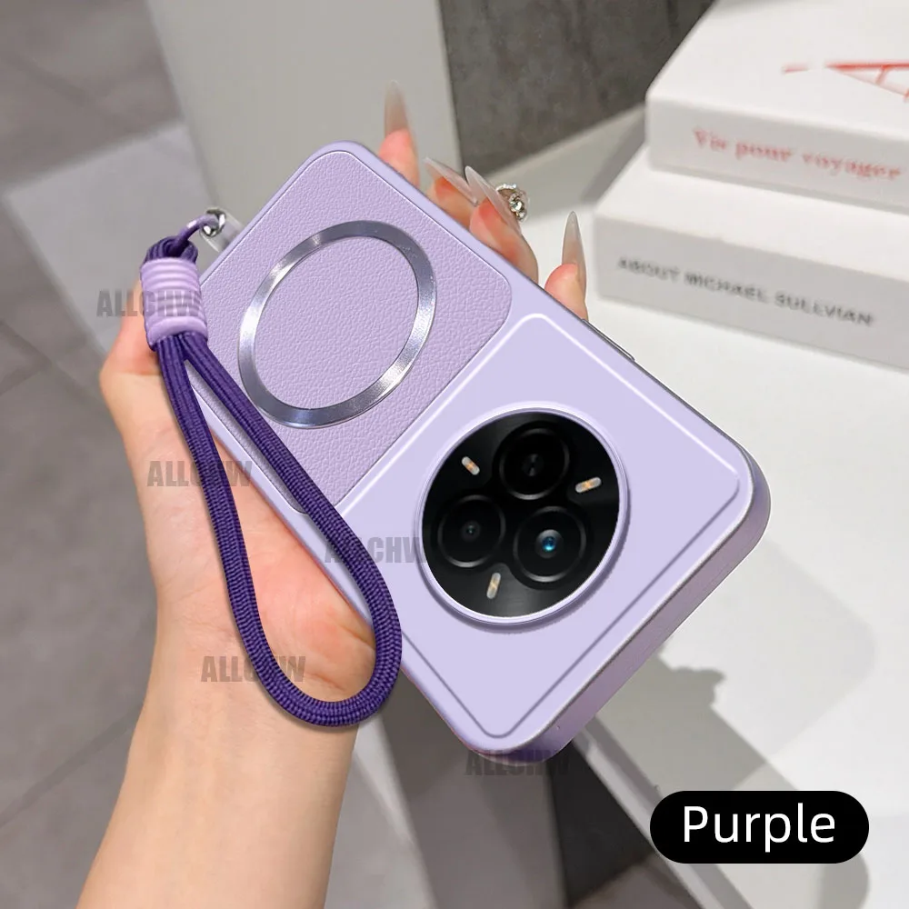 Luxury Leather Matte Magnetic Soft TPU Hand Strap Phone Case