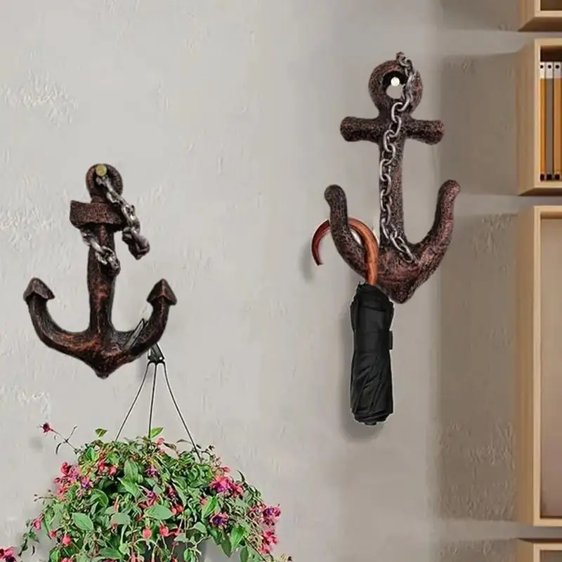 Nautical Wall Hanger Resin Decorative Wall Mounted Antique Hanger Rustic Coat And Hat For Outdoor Decor Behind-Door