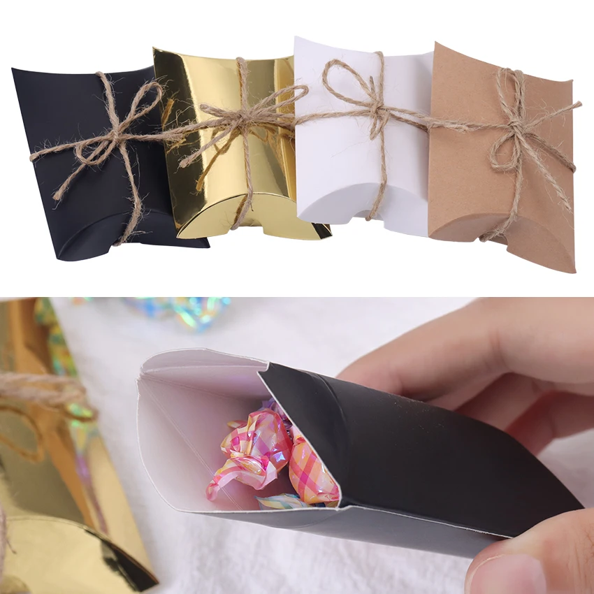 25pcs/lot Pillow Candy Box Kraft Paper Christmas Gift Packaging Boxes