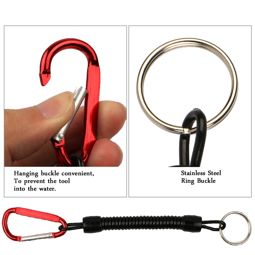 Fishing lanyards Goture 3pcs Fishing Lanyard 12cm/15cm/18cm Boating Fishing Rope Retractable Coiled Tether with Carabiner for Pliers Lip Grips