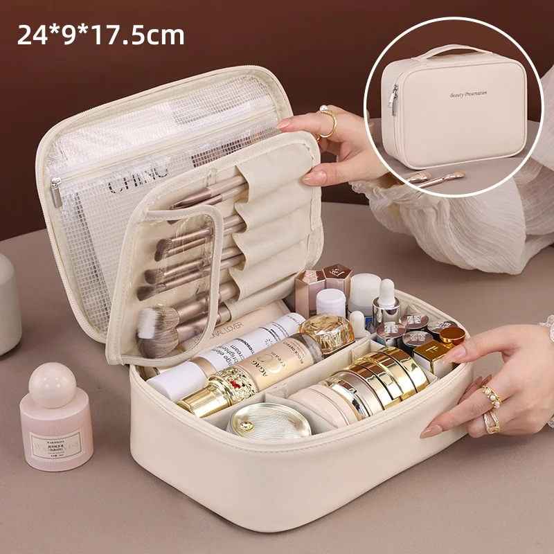 New Fashion Women's Cosmetic Bag Portable Storage Bag Large Capacity Luxury Makeup Bag Travel Organizer Essentials Toiletry Bags - 2