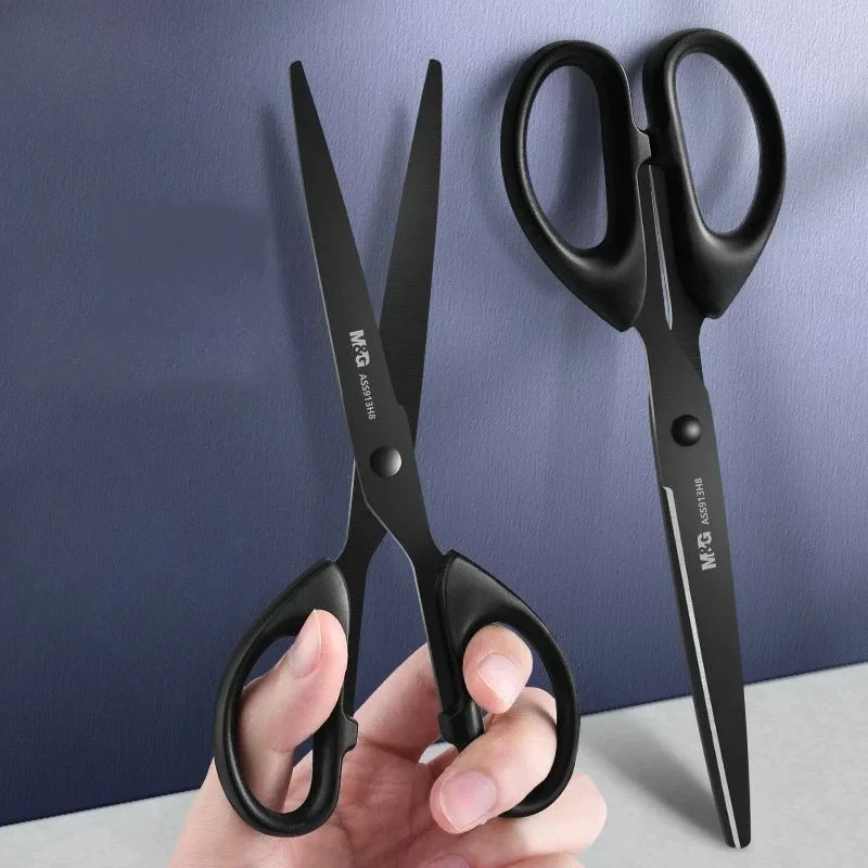검은 블레이드 가위 160/180mm 녹 방지 날카로운 학생 종이 절단 가위 재단사 가위 가정용 사무용품