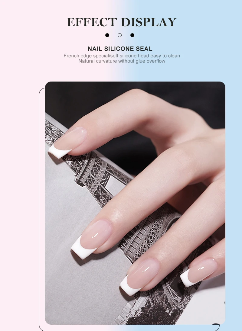 Französisch Nail Art Stamper Kit Gelee Silikon Kopf Stempel für Französisch Nägel Druck Nail Art Stempel platte DIY Nagel Maniküre Dekor – Detail 8