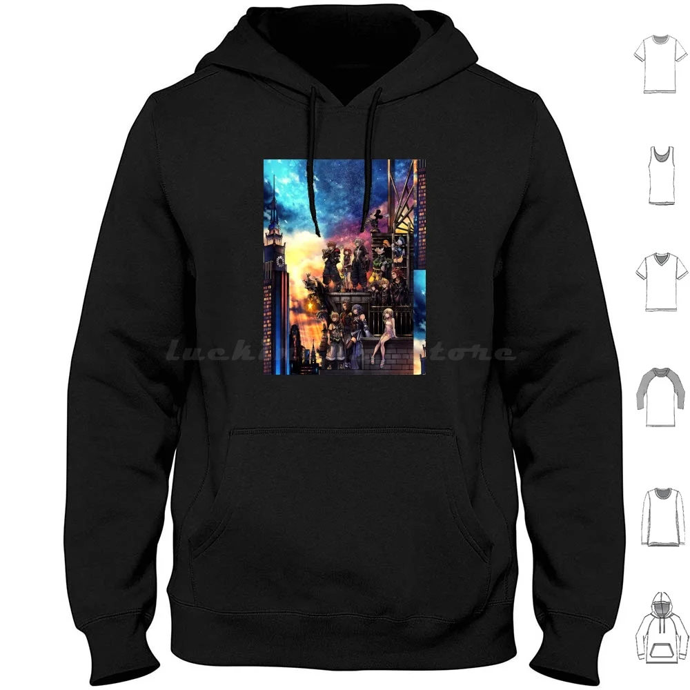 The New Kingdom Hoodie Cotton Long Sleeve Kingdom Hearts Kh Sora Roxas Riku Cinema Film Anime Movie Game Gaming Games