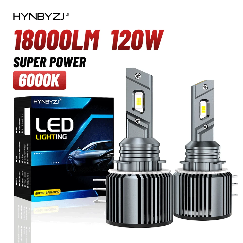 

HYNBYZJ H15 LED Headlights 18000LM 120W Lights for Car 12V High Low Beam Canbus No Error 6000K Car Daytime Running Lights Fog