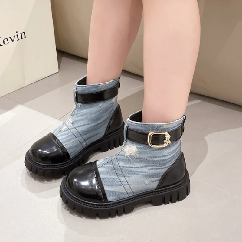 

Girls Boots 2023 New Fashion Autumn and Winter New Boot Korean Style Middle and Big Student Shoes Denim Shoes Zapatos De Mujer