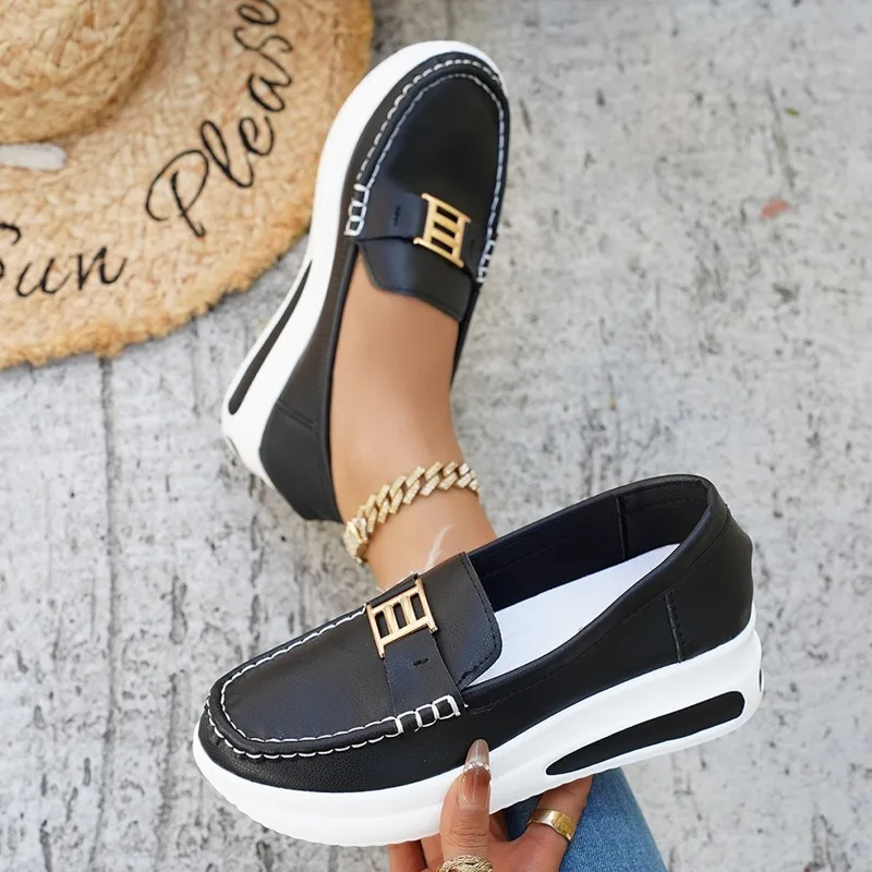 New Women Vulcanized Shoes Round Toe Sneakers Outdoor Female Casual Shoes Platform Walking Women Shoes Slip-on Flat Shoe - 4