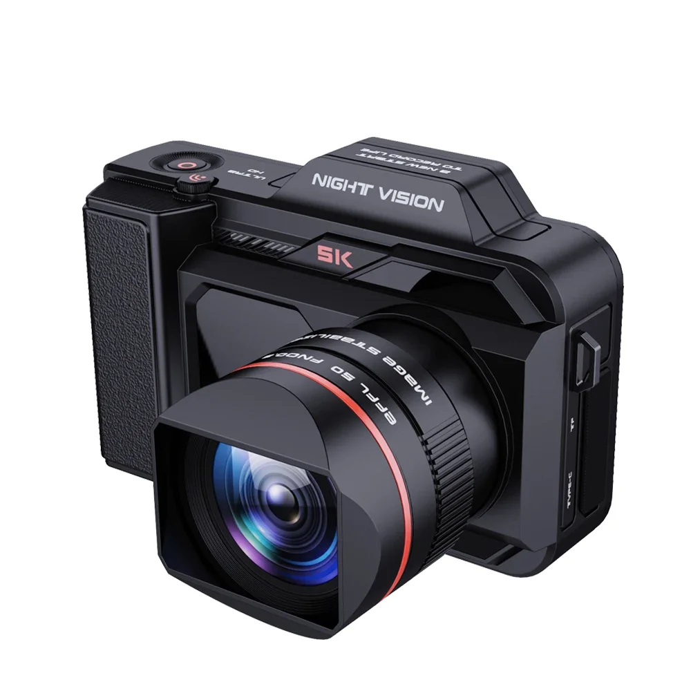 5K HD WIFI Digital Camera 500M Infrared Night Vision Monocular Telescopes 50X Zoom 52MP Full Color SLR Camcorder for Camping
