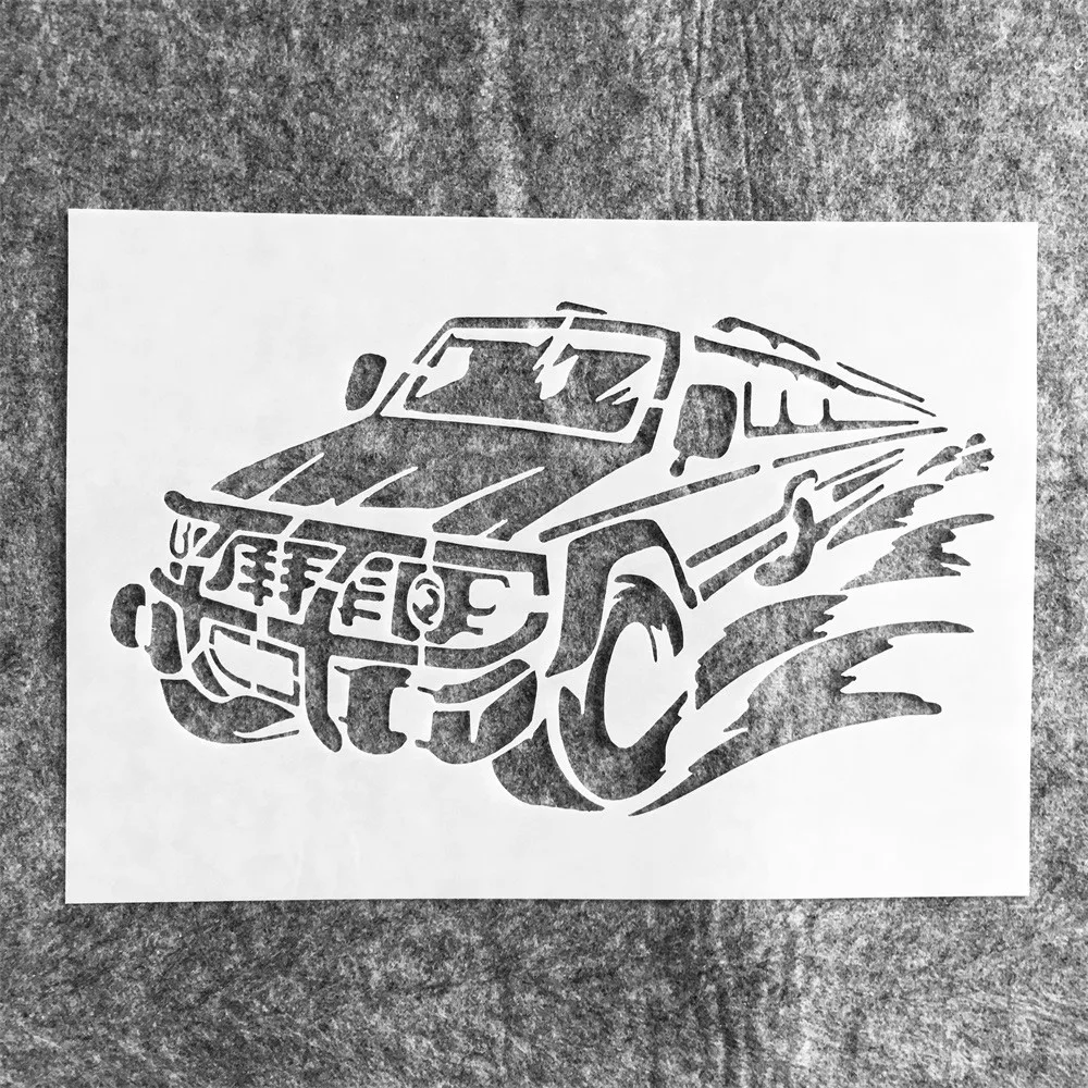 A4 29cm SUV Car DIY Layering Stencils Wall Painting Scrapbook Coloring Embossing Album Decorative Template a4 29cm vintage handwrite mail letter diy layering stencils wall painting scrapbook coloring embossing album decorative template