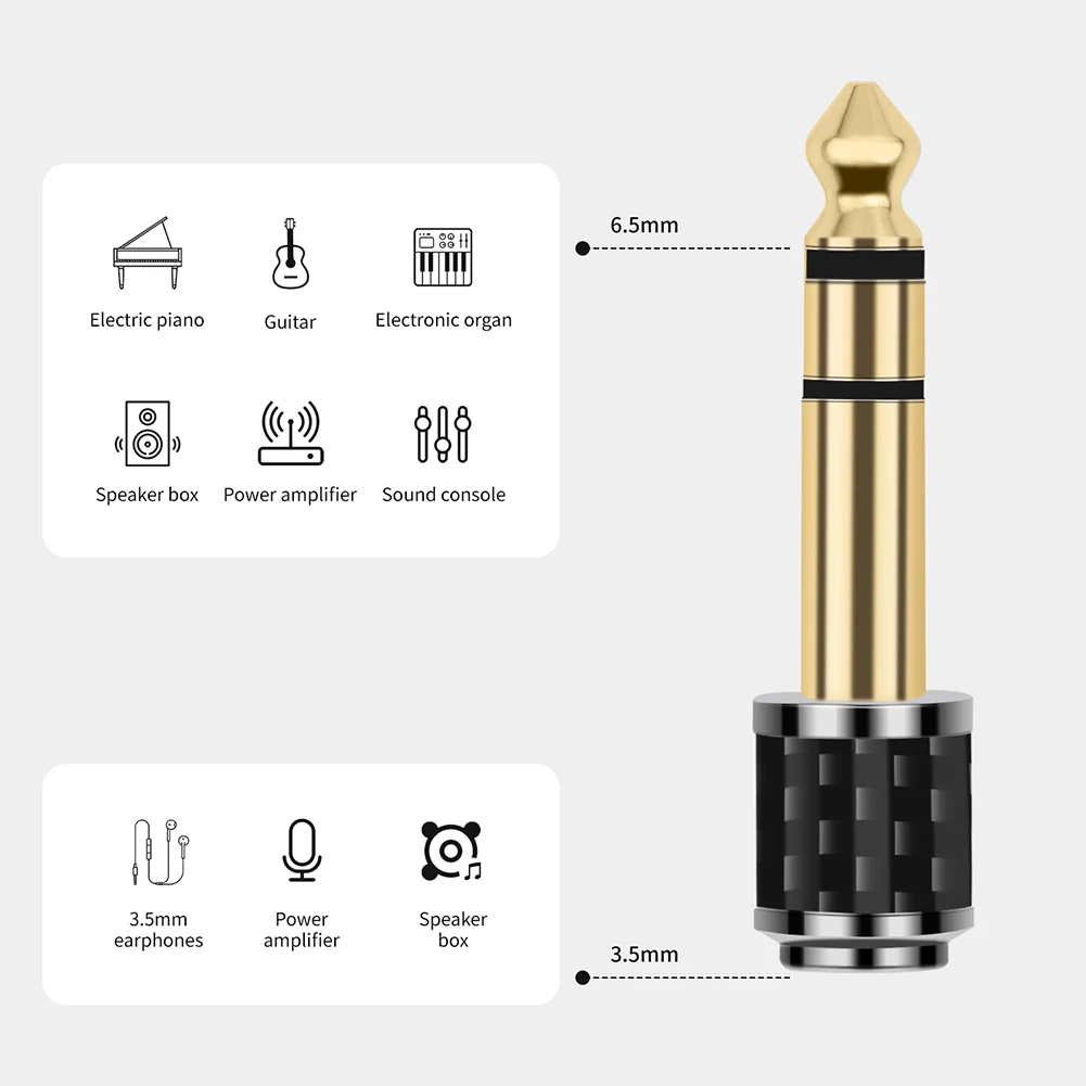 Premium Audio Adapter: 6.35mm to 3.5mm Stereo Plug Converter - Male to Female Connection