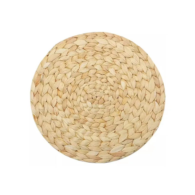 Natural Handmade Straw Woven Placemat, Round Braided Placemat, Table Mat, 4Pcs
