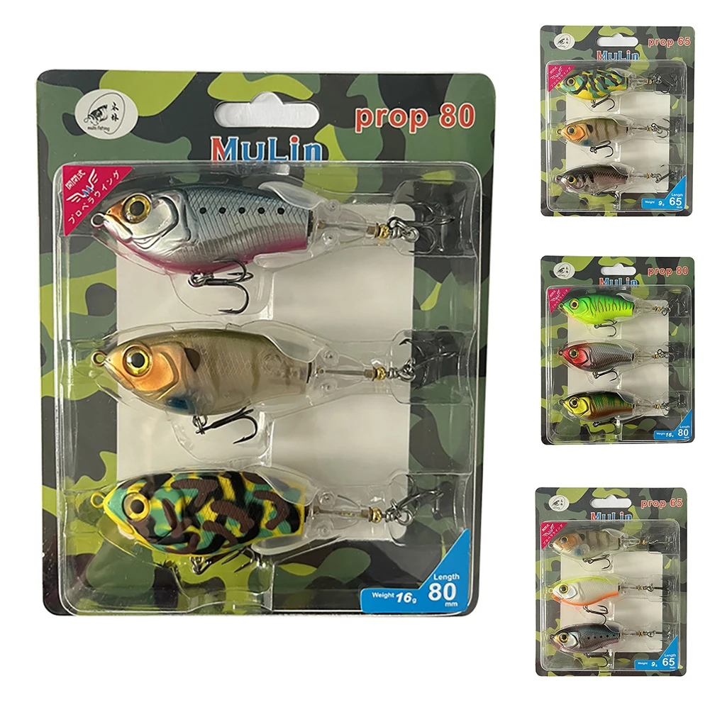 3Pcs Topwater Popper Fishing Lure Plastic Hard Bait Swimbait Con Plopping Bass Lures Topwater Floating Coda Rotante Artificiale