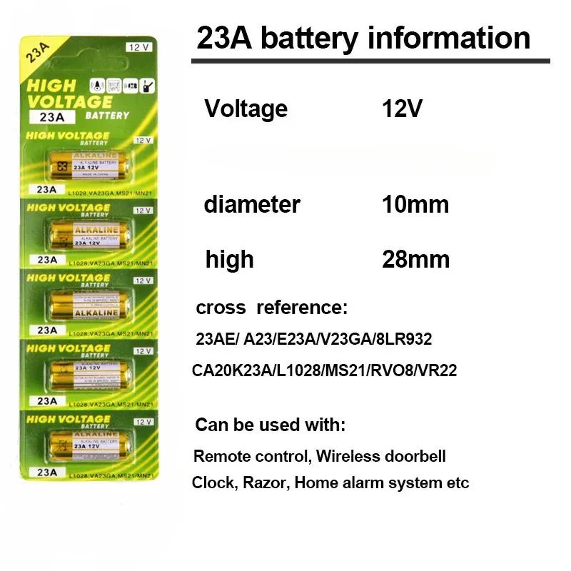 Premium Quality 12V Alkaline Battery for Remote Controls, Doorbells, Toys, and Flashlights