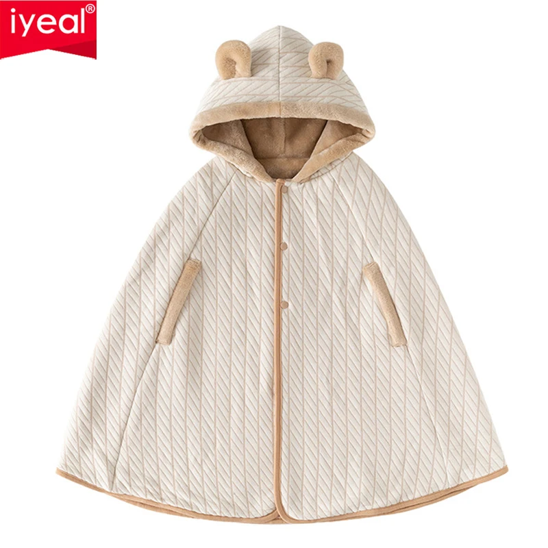 

IYEAL Baby Bear Windproof Cloak Coat Outerwear for Boys and Girls Spring, Autumn, Winter Plus Thick Fleece Children's Long Cape