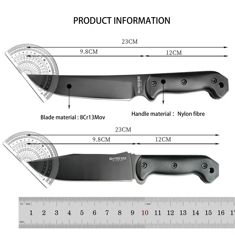 KA-BAR Becker Series Fixed Blade Knife - BK5 - BK7 - 8Cr13Mov Steel Blade - Tactical Combat Military Utility Survival Knives 6