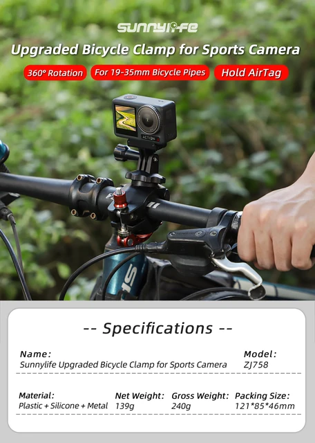 SEASKY M2 Pinces De Fixation Pour Guidon De Moto Et Vélo GoPro Hero 13/12/11/10/9 DJI Action 5/4/3/2 Insta360 ONE X4 X3 X2 X3 RS Sports Camera ATV UTV Rod Clip Accessoires (L