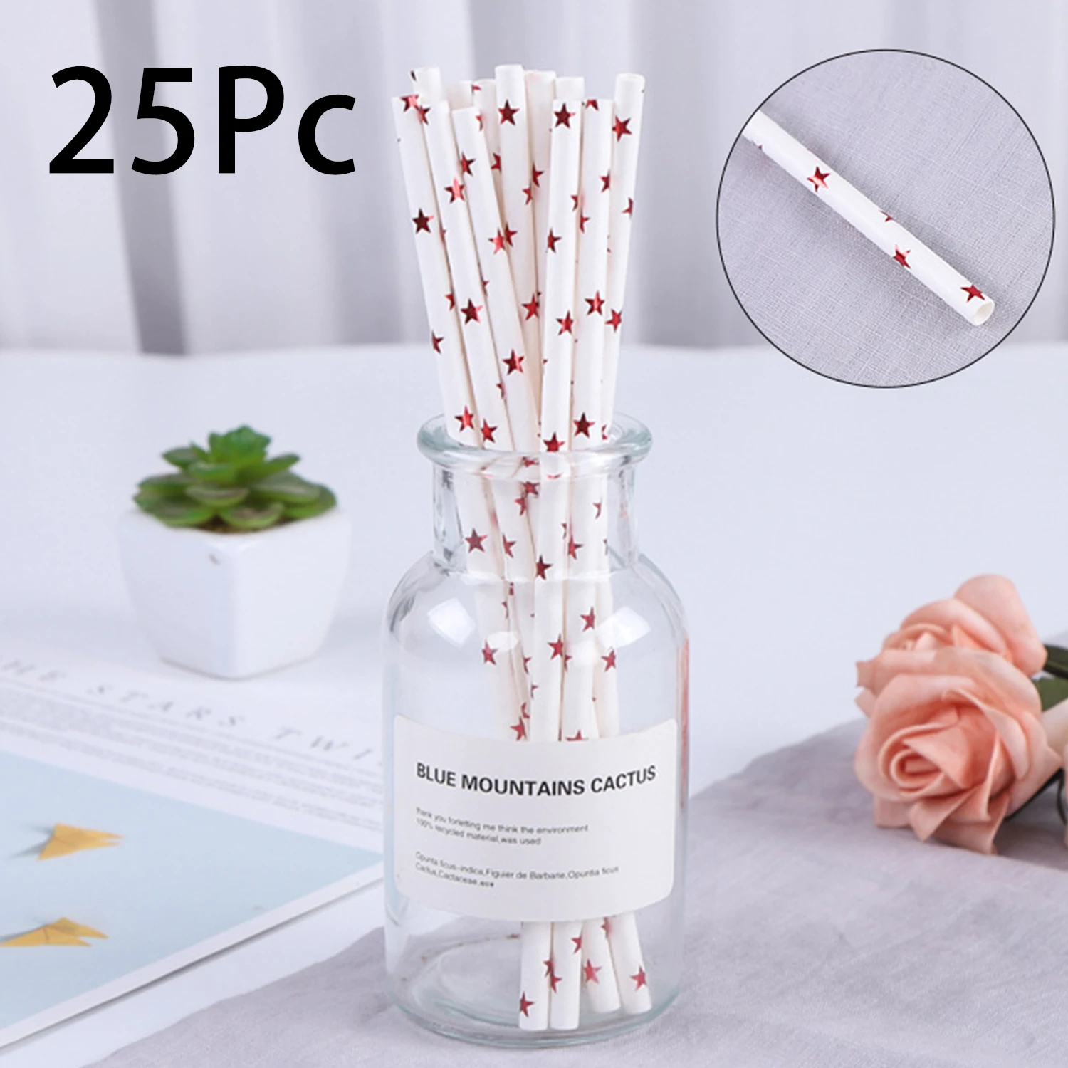 25 Pcs Colorful Disposable Paper Straws Drinking Straws Juice For Kid Birthday Wedding Party Decorate Supplies